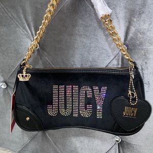Juicy Couture Multi Color Rhinestone Black Shoulder Bag